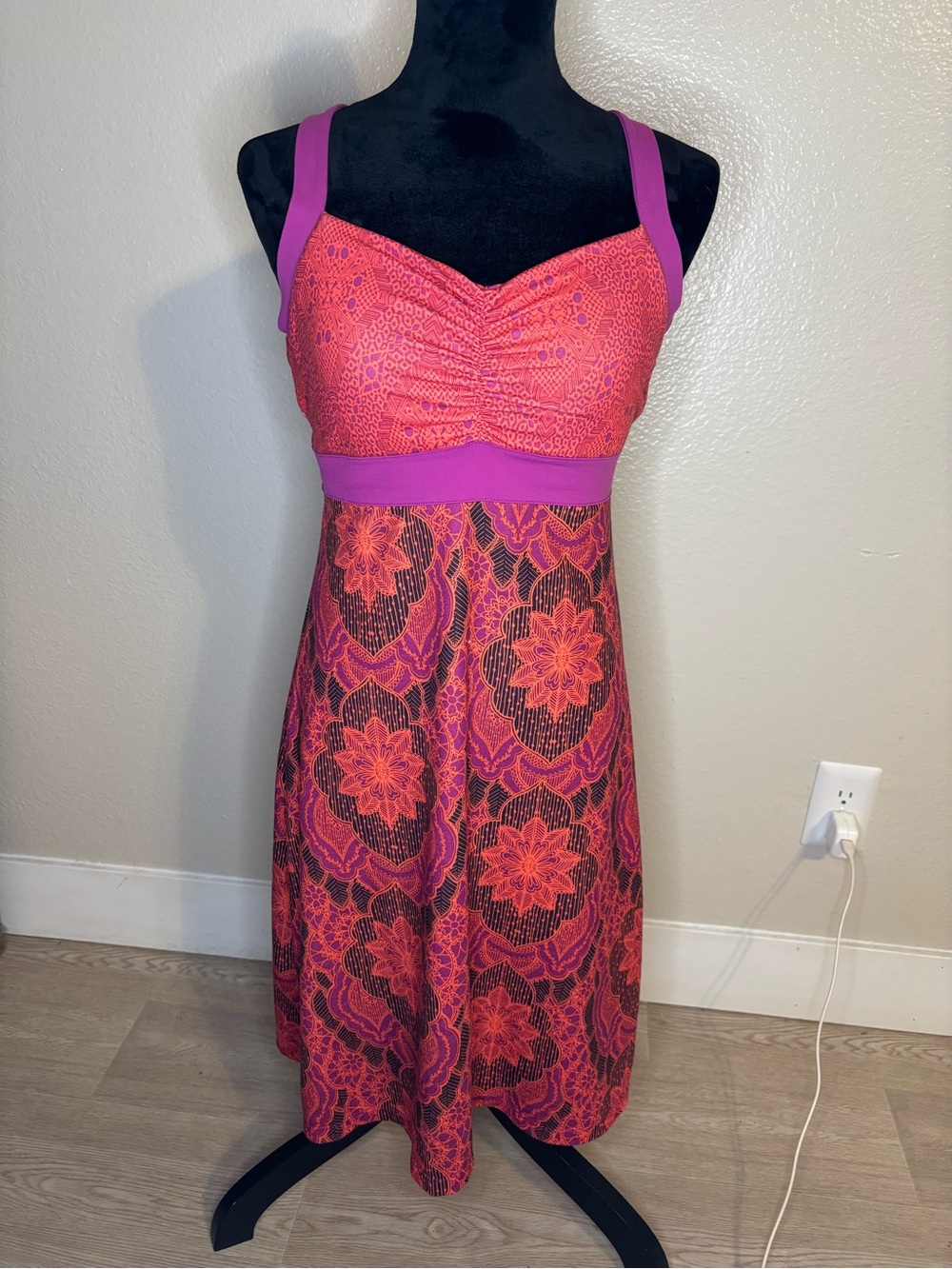 Prana Amaya Orange and Purple Printed Activewear Dress Size Medium